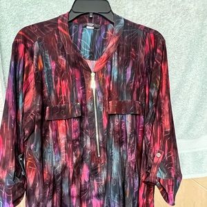 Cocomo Woman blouse size 2X zipper front button up sleeves